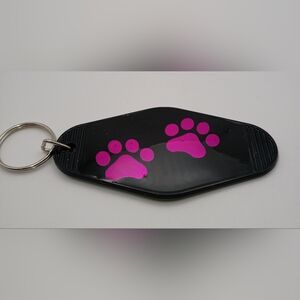 Motel Keychain Custom Double Sided Pink Paw Prints Keyring Bag Charm